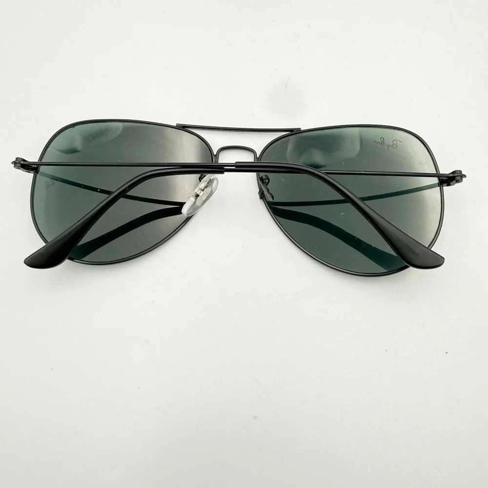 Ray-Ban RB3026 Aviator Large Metal II Sunglasses Black Frame Green Lens 62mm